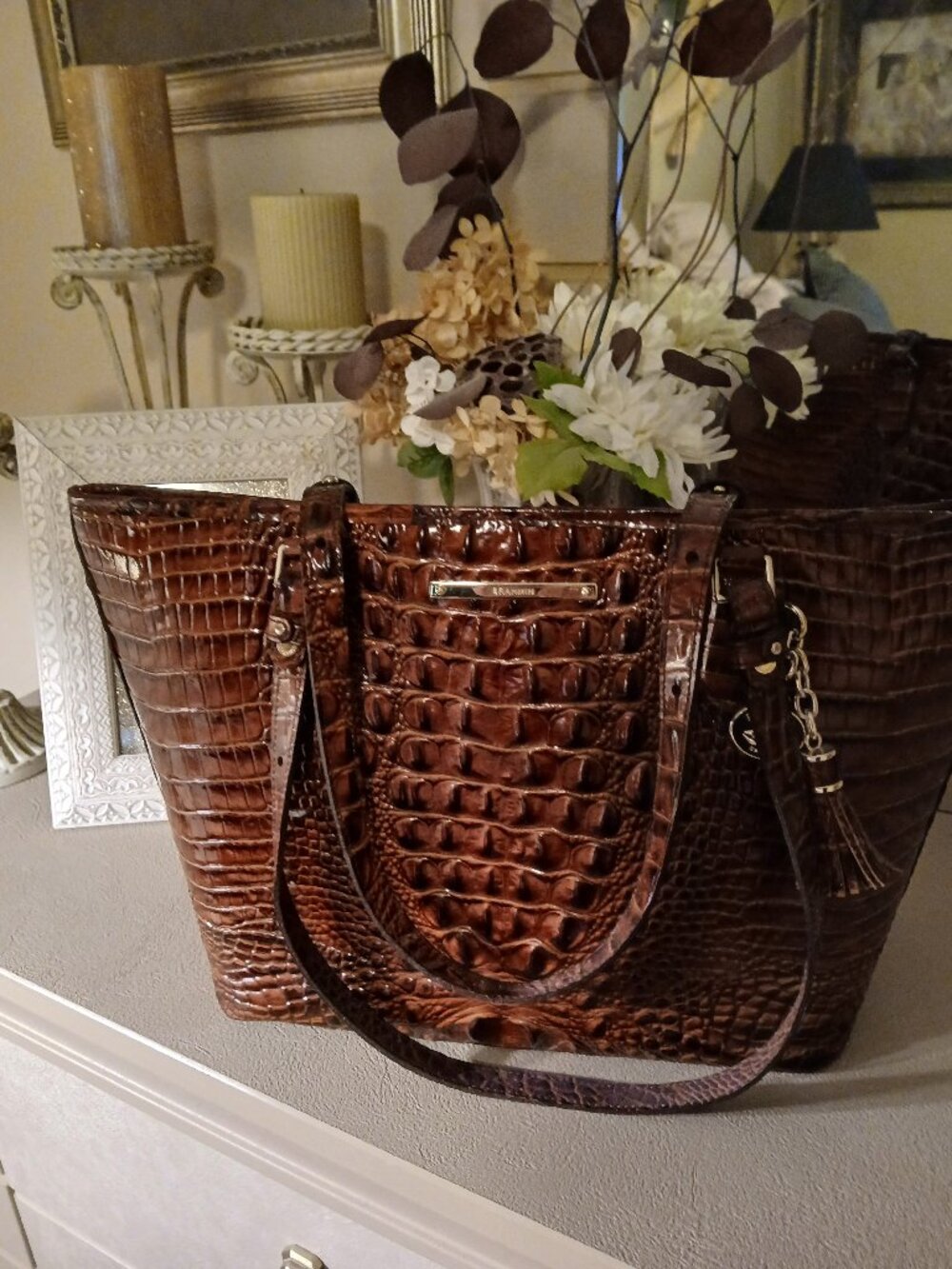 BRAHMIN Melbourne Collection Katie Leather Crocodile-Embossed